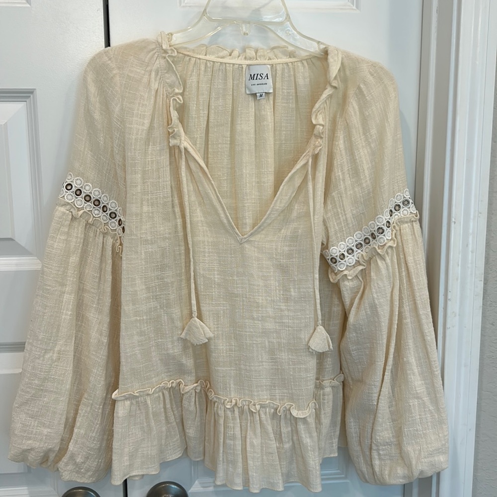 MISA LOS Angeles balloon sleeve boho top